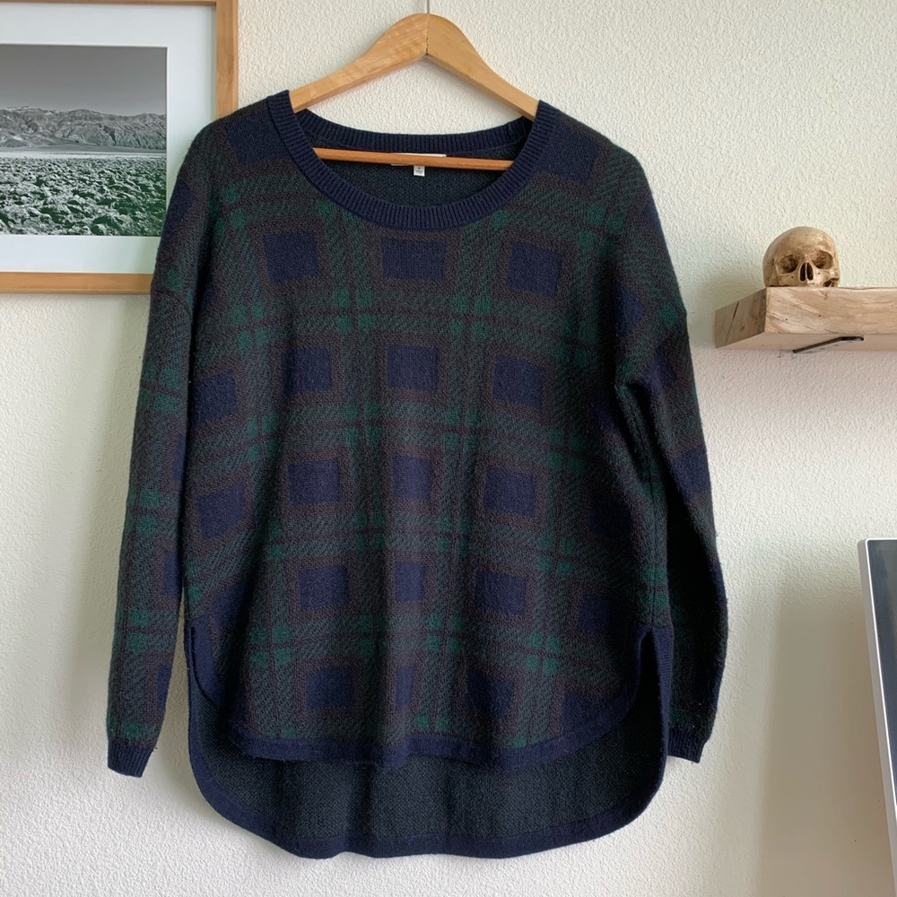 Madewell blue and green plaid sweater size small
